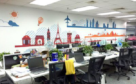 三明教你设计办公室墙绘的方法。